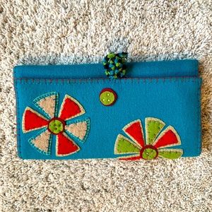 Turquoise Clutch with Flower
